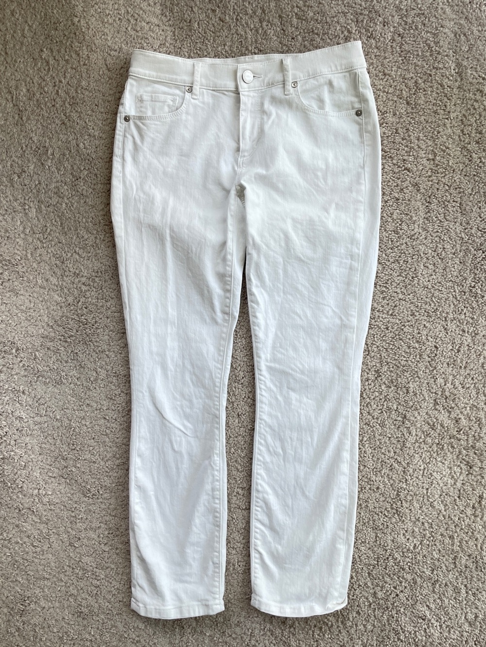 LOFT Modern Skinny Crop Mid Rise Denim Solid White Jeans Size 26 / 2